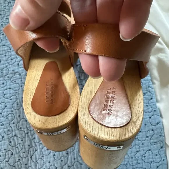 Isabel Marant Okya Clogs in Natural Open Toe Leather Upper Size 40 casual summer - Picture 11 of 12